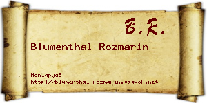 Blumenthal Rozmarin névjegykártya